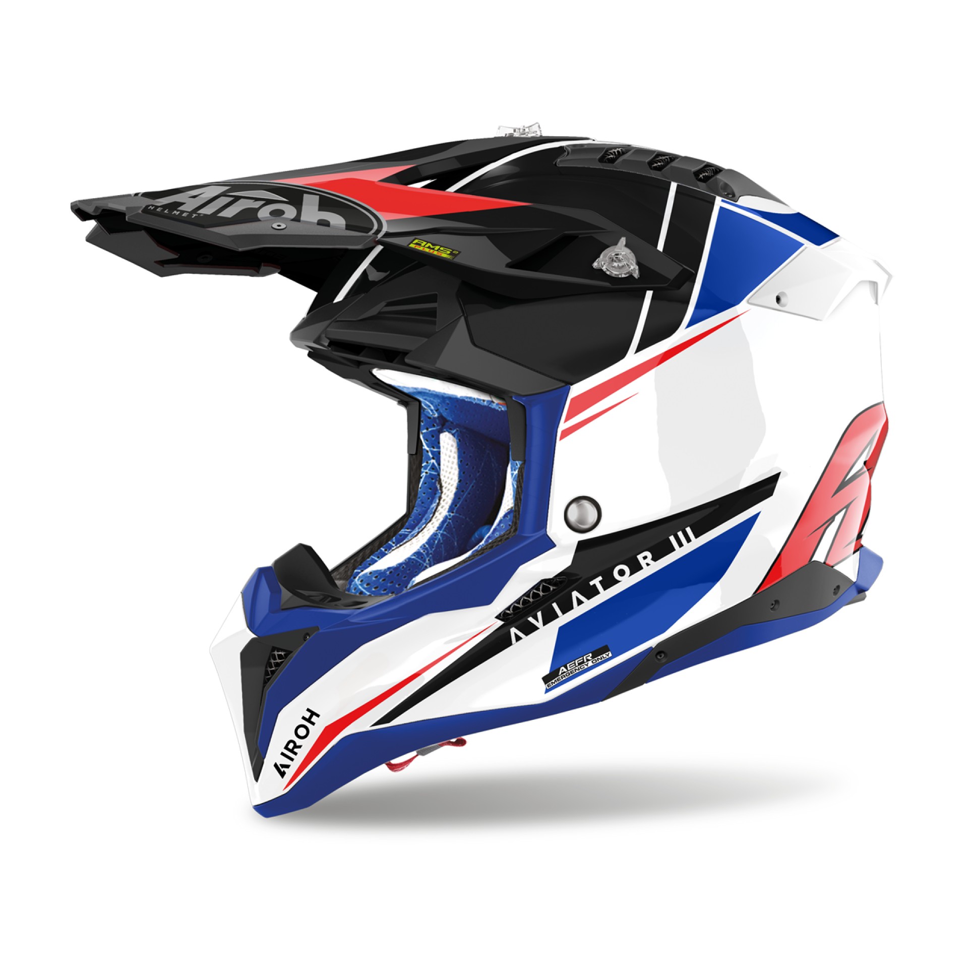 Capacete AVIATOR 3 PUSH Azul/Vermelho 2023 AIROH