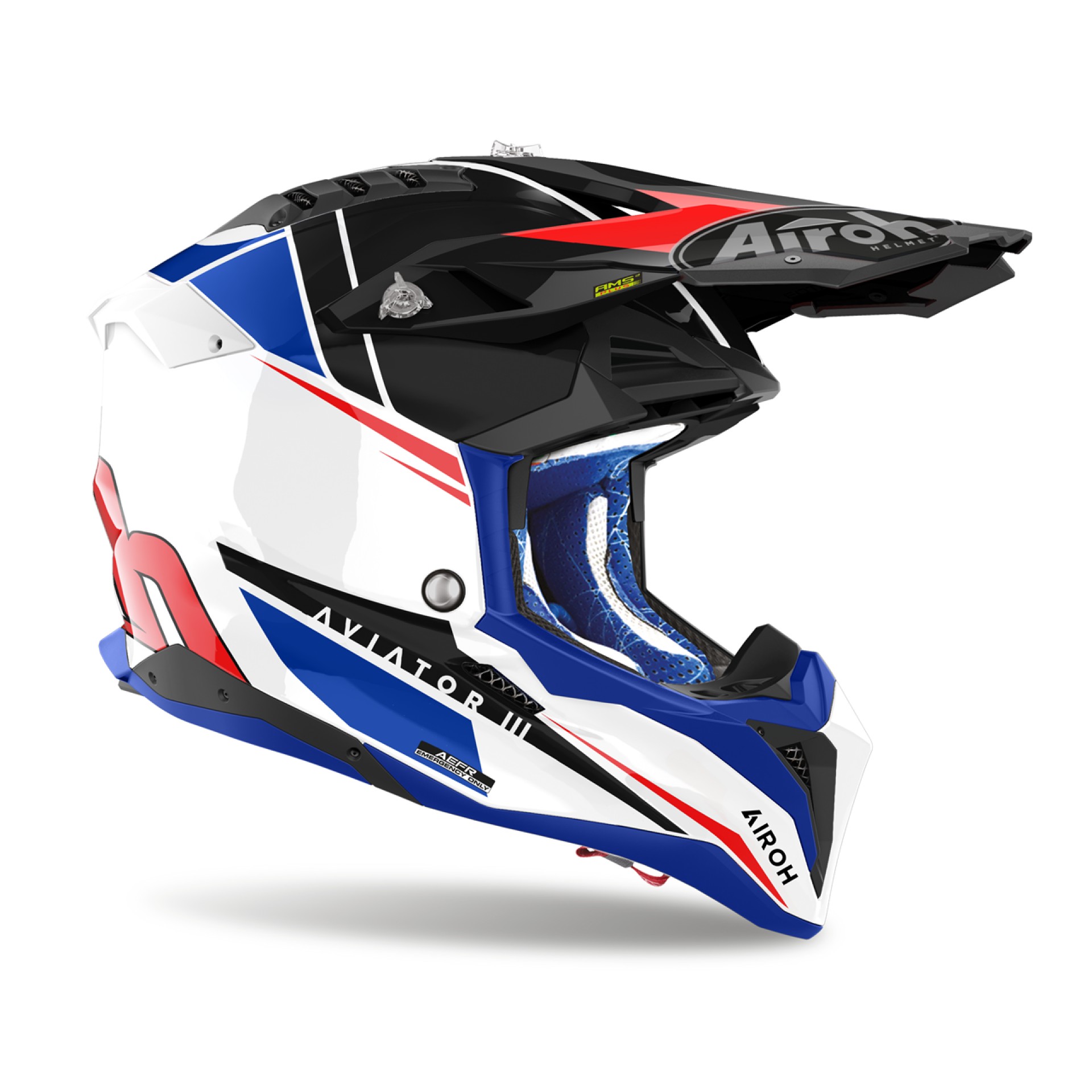 Capacete AVIATOR 3 PUSH Azul/Vermelho 2023 AIROH