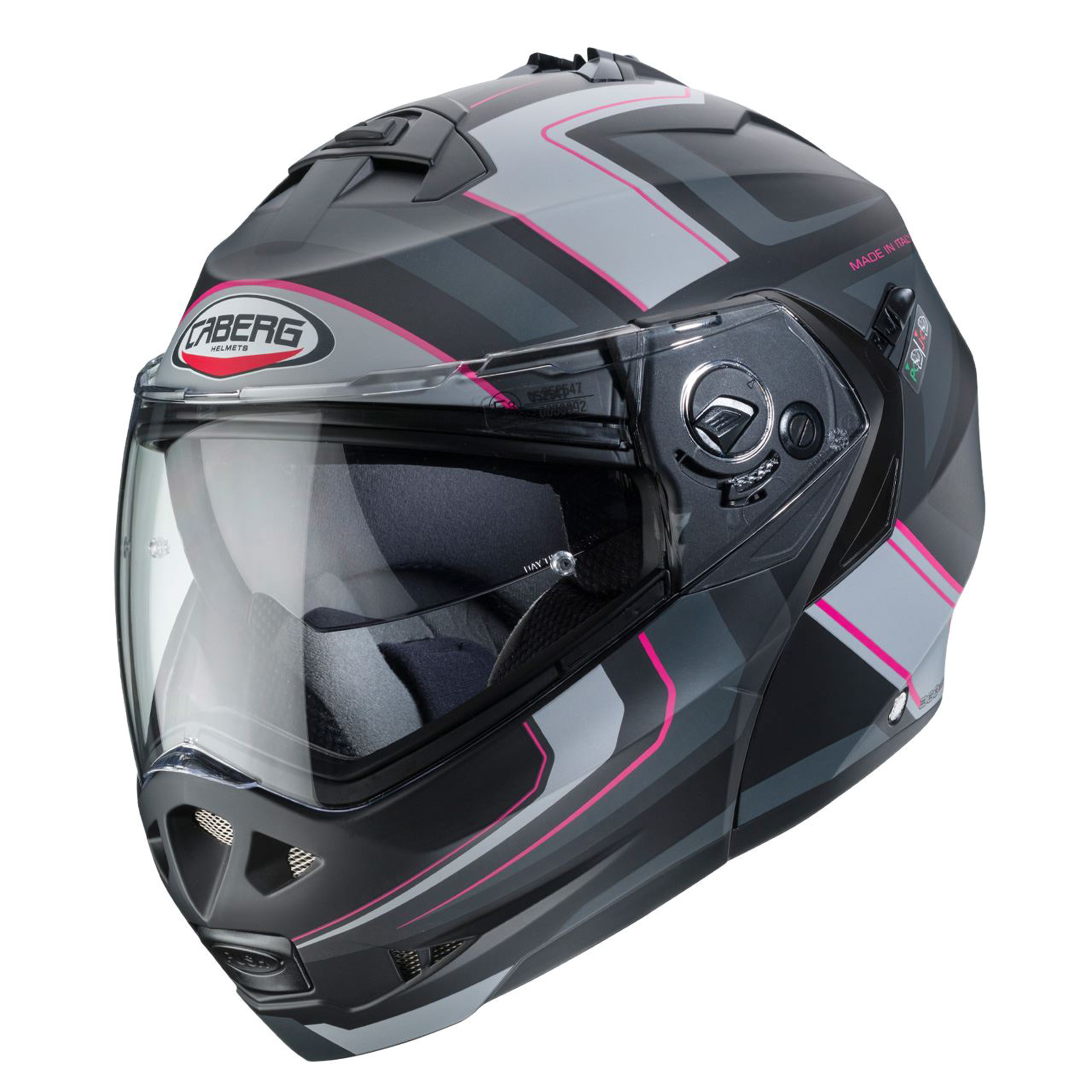 Capacete DUKE II TOUR Preto/ROSA/Cinza C/Pin. Cabe
