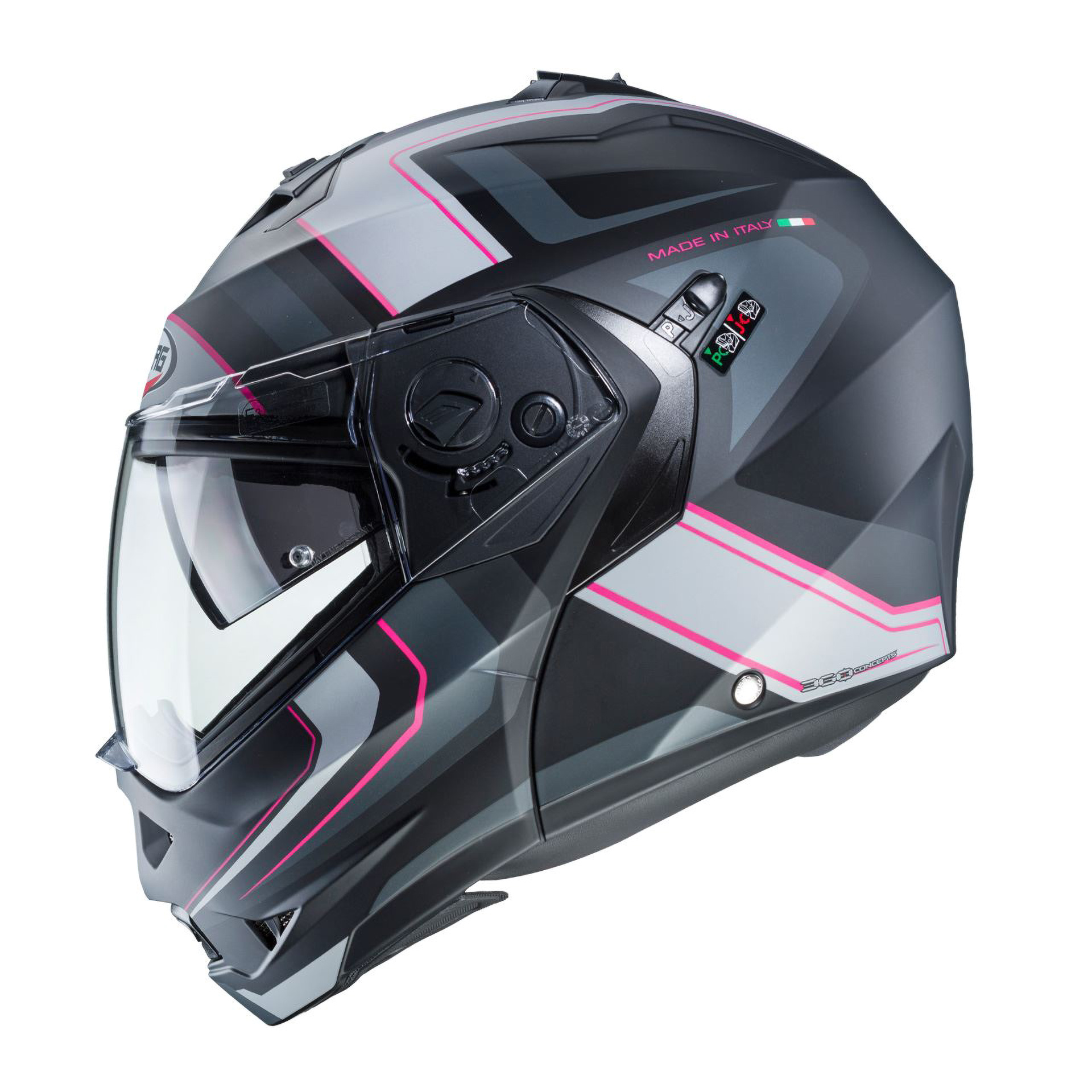 Capacete DUKE II TOUR Preto/ROSA/Cinza C/Pin. Cabe