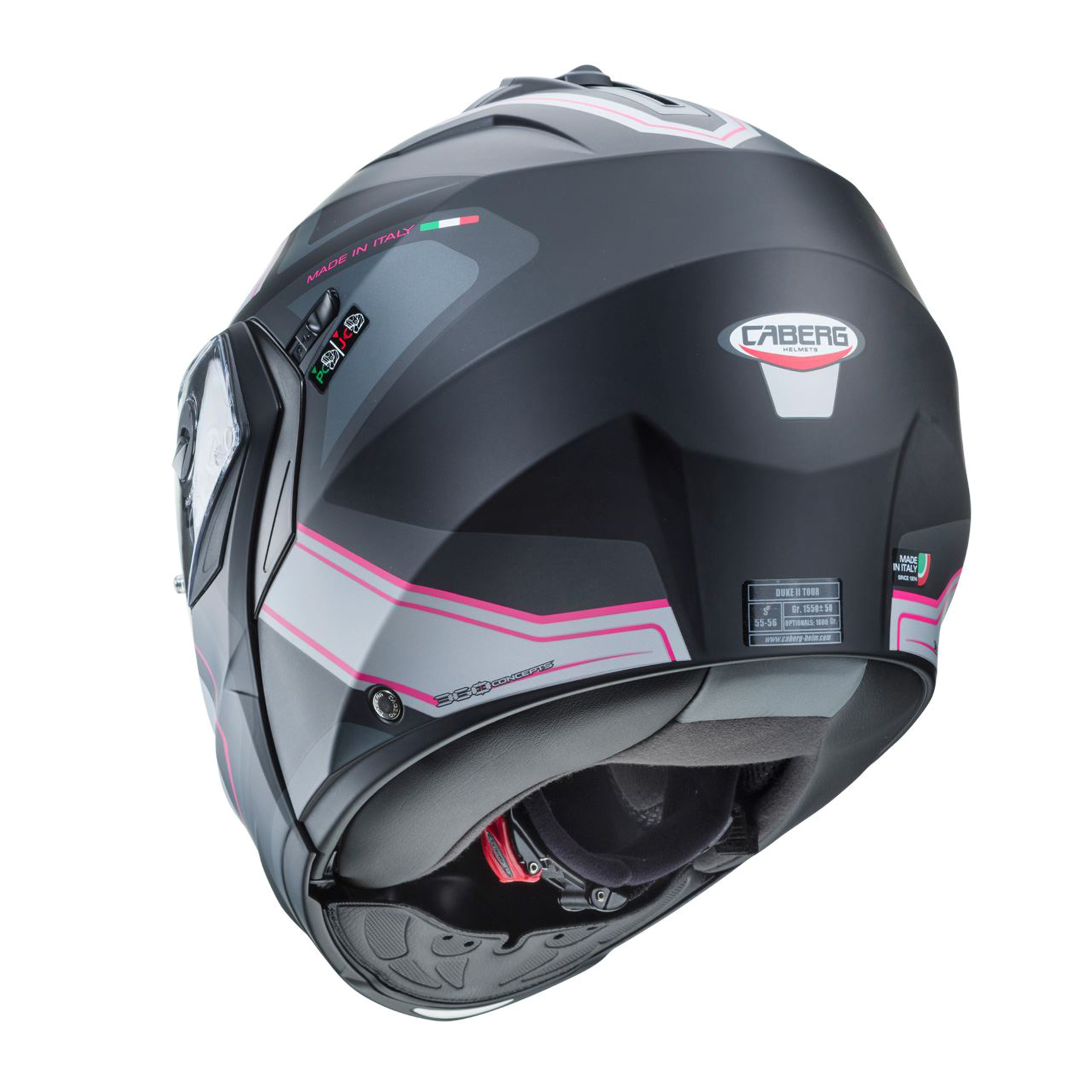 Capacete DUKE II TOUR Preto/ROSA/Cinza C/Pin. Cabe