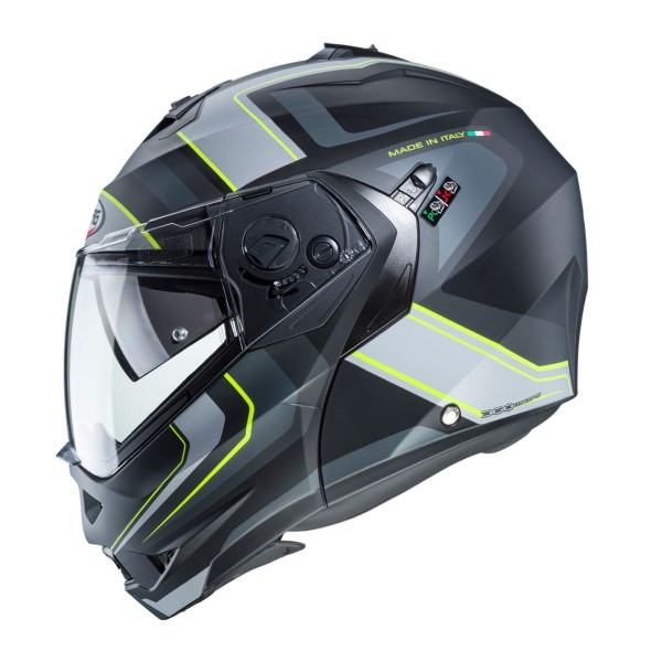 Capacete DUKE II TOUR Preto/Amar/Cinza C/Pin. Cabe