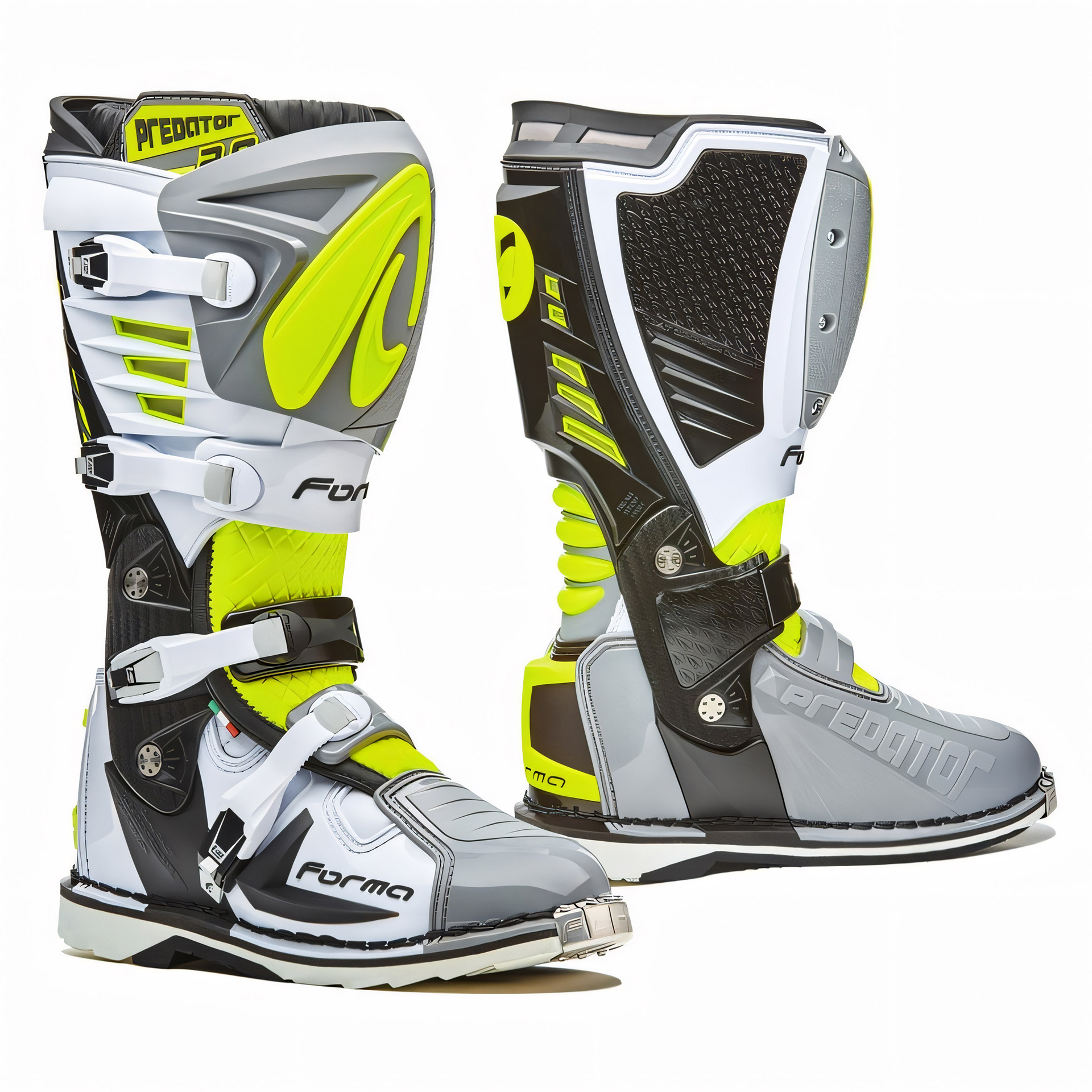 Botas PREDATOR 2.0 Cinza/Branco/Amarelo FLUO FORMA