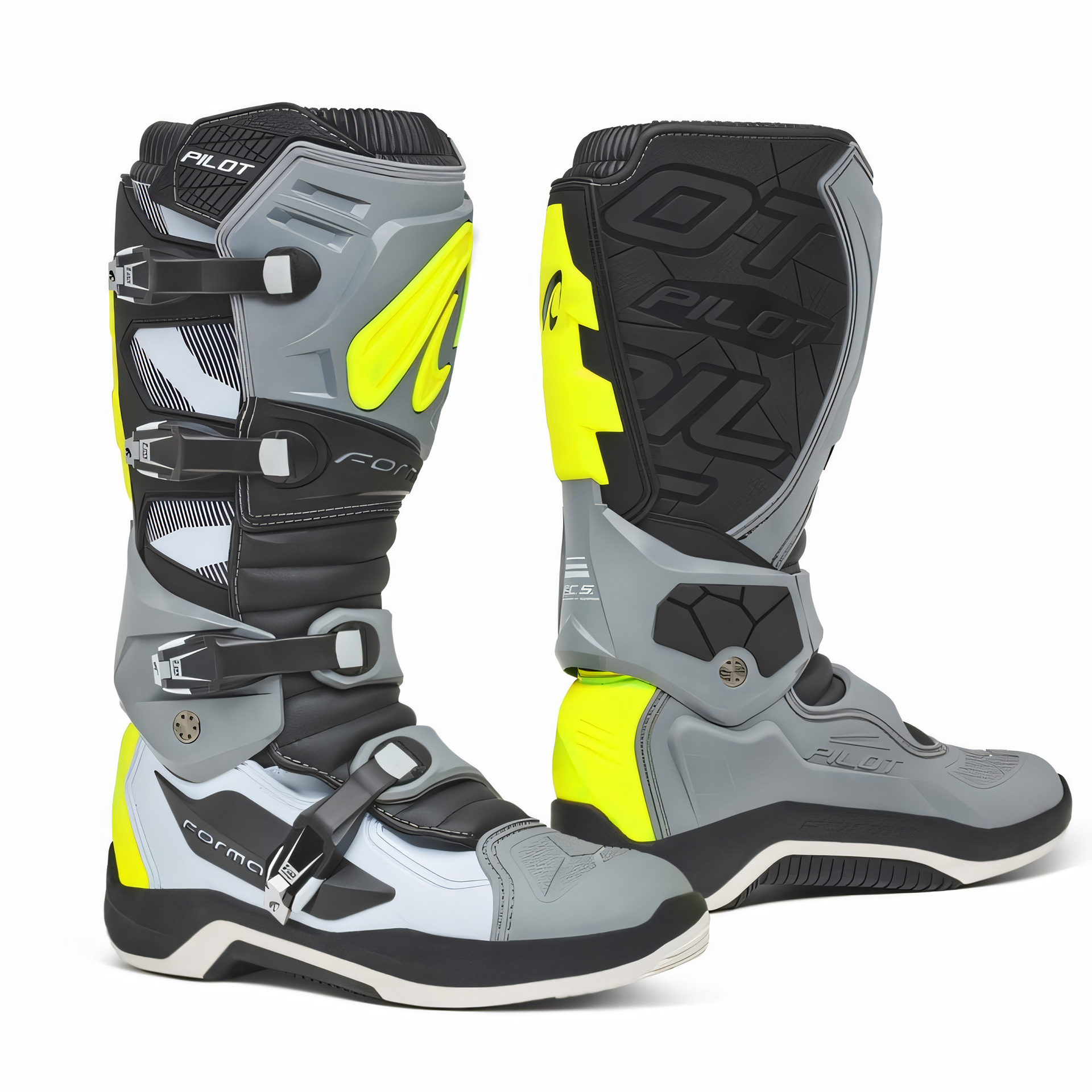 Botas PILOT Cinza/Branco/Amarelo Fluo FORMA
