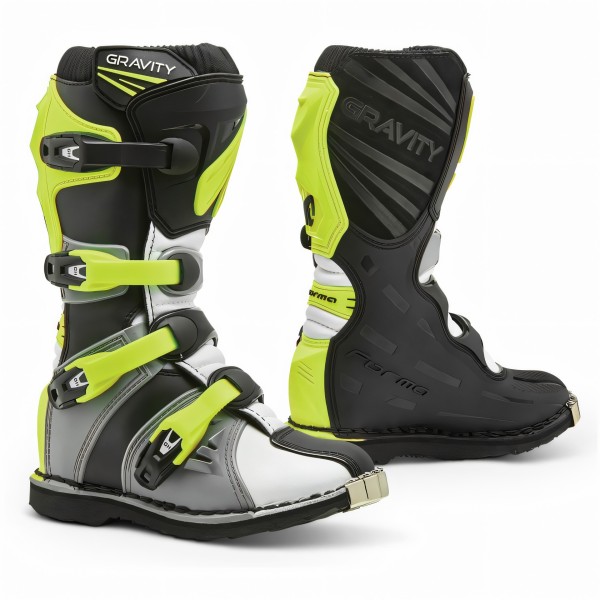 Botas GRAVITY Criana Cinza/Branco/Amarelo Fluo