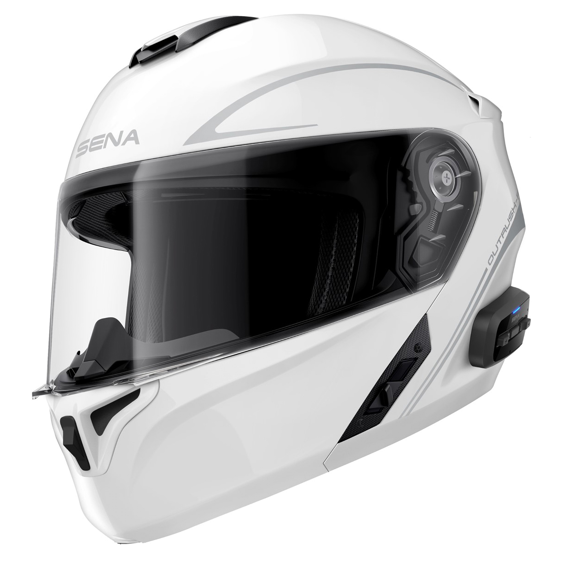 Capacete OUTRUSHR Branco C Intercom Mesh SENA