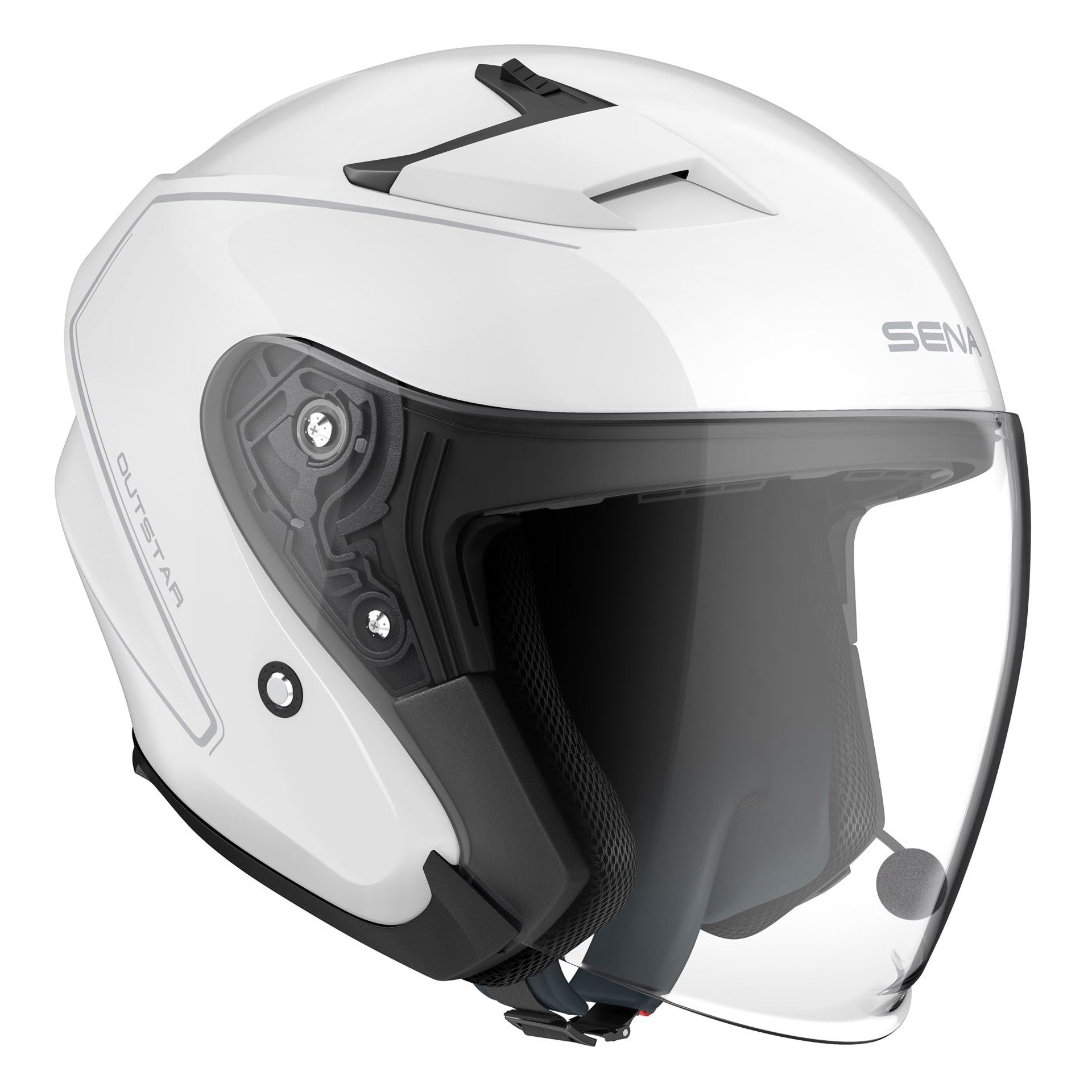 Capacete OUTSTAR Branco C Intercom Mesh SENA