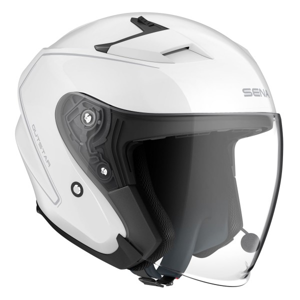 Capacete OUTSTAR Branco C Intercom Mesh SENA