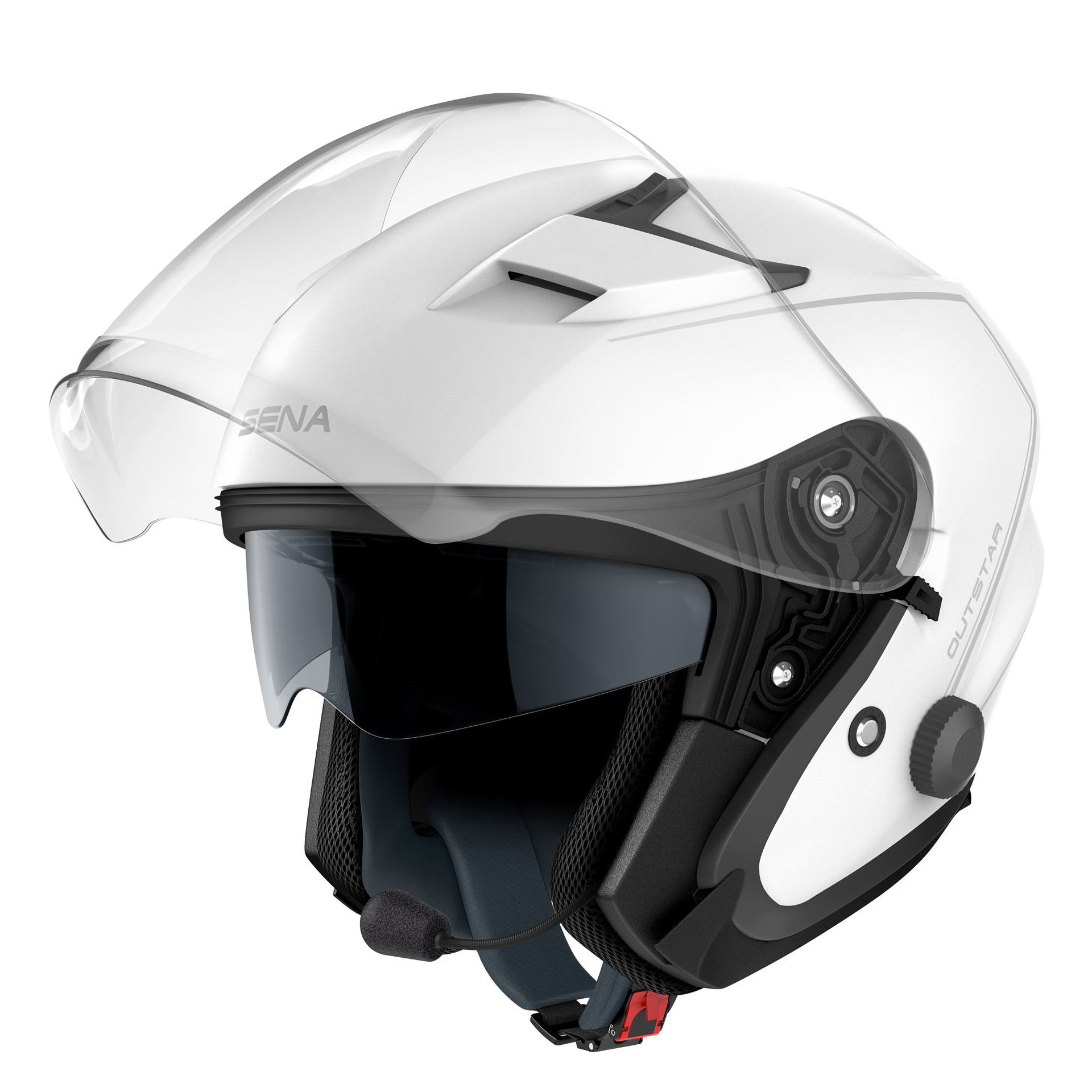 Capacete OUTSTAR Branco C Intercom Mesh SENA