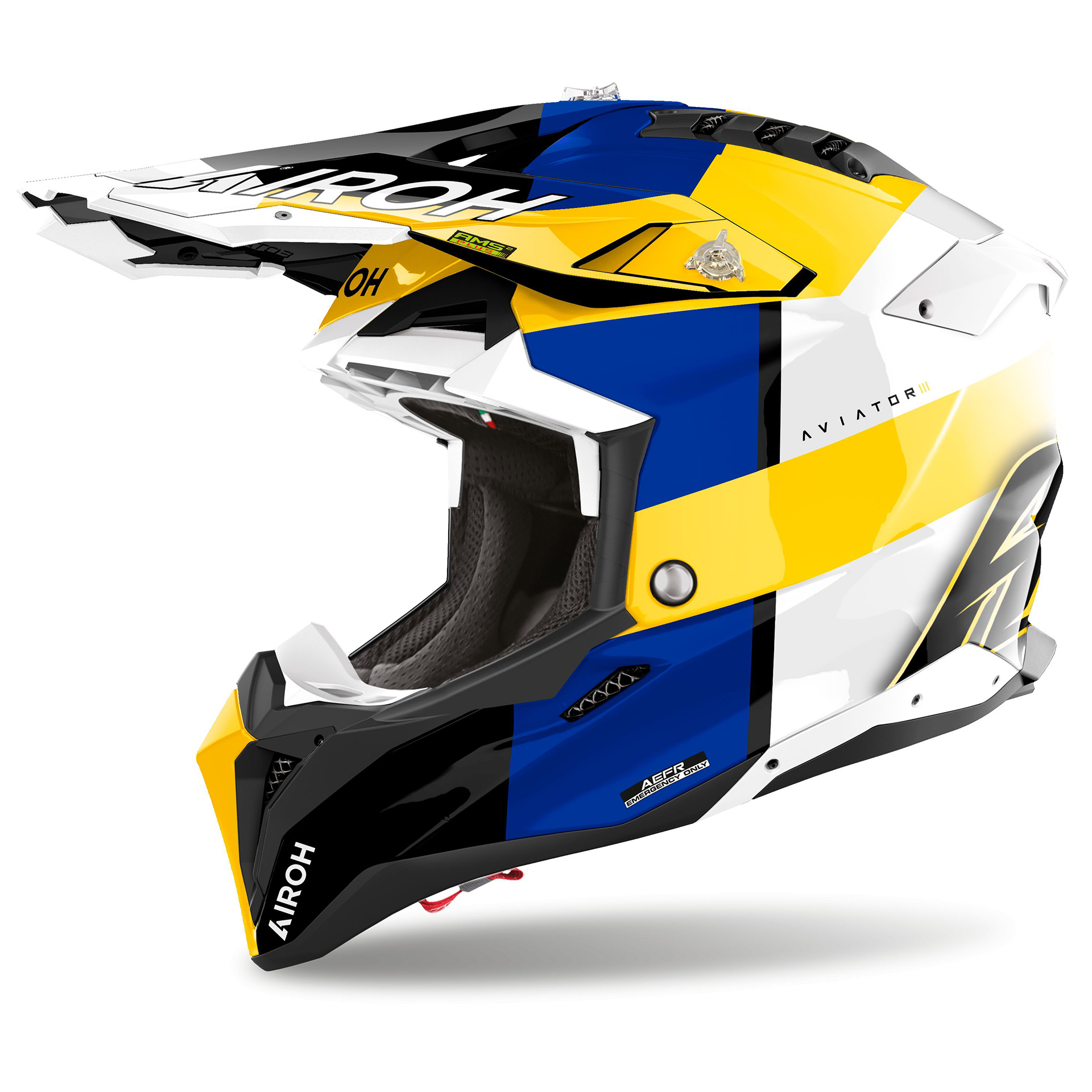 Capacete AIROH AVIATOR 3 MONARCH Azull/Amarelo Gloss