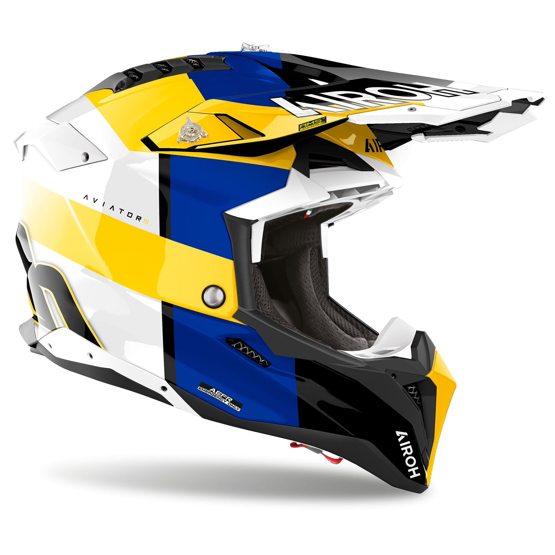 Capacete AIROH AVIATOR 3 MONARCH Azull/Amarelo Gloss