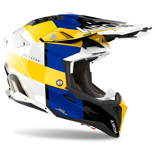 Capacete AIROH AVIATOR 3 MONARCH Azull/Amarelo Gloss