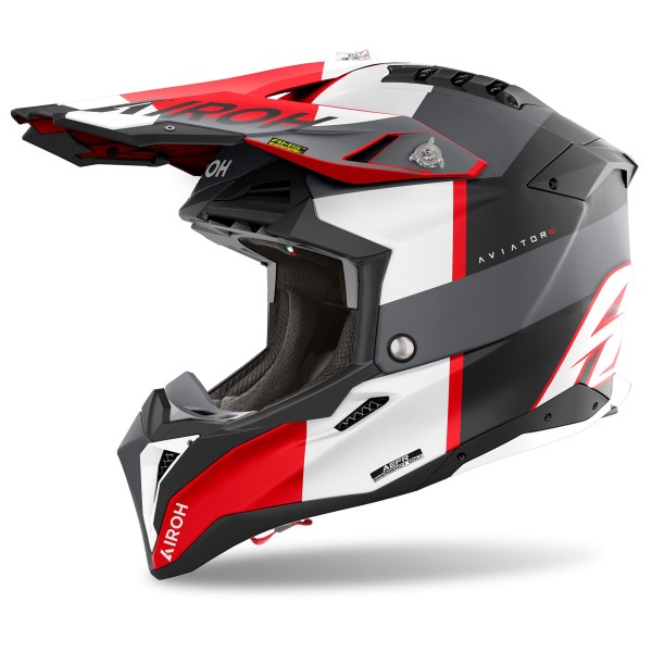 Capacete AVIATOR 3 MONARCH Cinza/Vermelho Matt AIROH