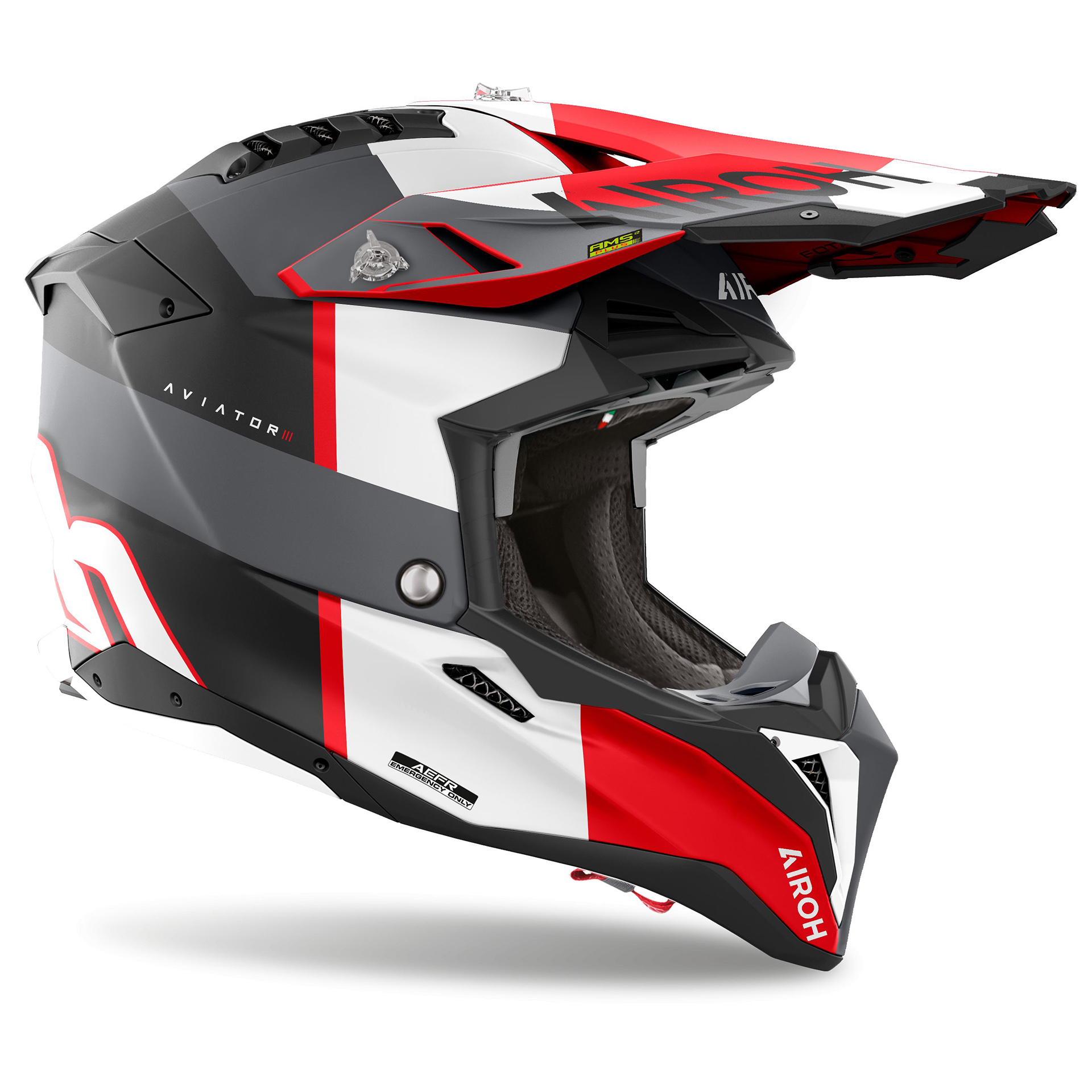 Capacete AVIATOR 3 MONARCH Cinza/Vermelho Matt AIROH