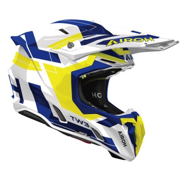 Capacete AIROH TWIST 3 DYNASTY Azul/Amarelo Gloss