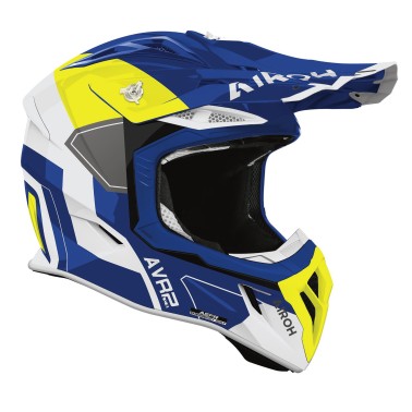 Capacete AIROH AVIATOR ACE 2 SHIELD Azul/Amarelo Gloss