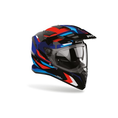 Capacete AIROH BADX-X GLITCH Azul/Vermelho